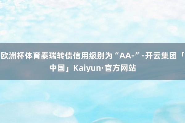 欧洲杯体育泰瑞转债信用级别为“AA-”-开云集团「中国」Kaiyun·官方网站